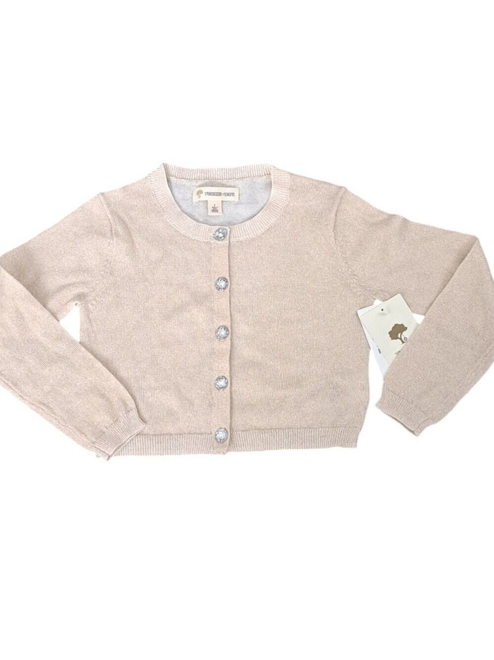 Tucker + Tate Girls Cardigan Sweater Gold Metallic Jewel Glitter Size 2 NWT